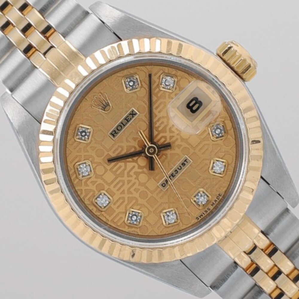 Rolex Ladies Datejust 26mm Champagne Jubilee Dia Dial Fluted Jubilee Band 69173